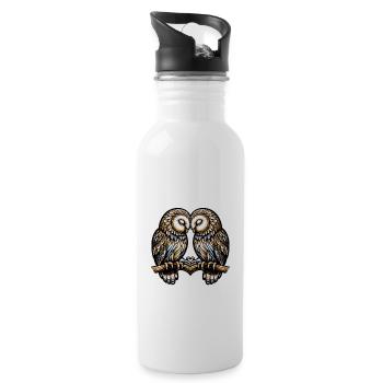 Hiboux mon hibou de la Saint-Valentin - Gourde avec paille intégrée - blanc - Droite