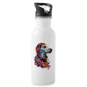 Dalmatiner - Trinkflasche mit integriertem Trinkhalm - Weiß - Rechts