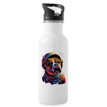 Englische Bulldogge - Trinkflasche mit integriertem Trinkhalm - Weiß - Rechts