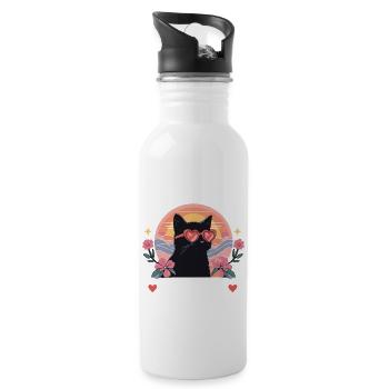 Don't Stress Meowt Cat Cute Kitten - Water bottle with straw - white - Right