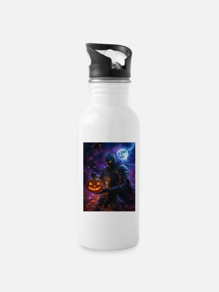 Halloween Geschenk Frauen Ritter Männer Kinder - Trinkflasche mit integriertem Trinkhalm - Weiß