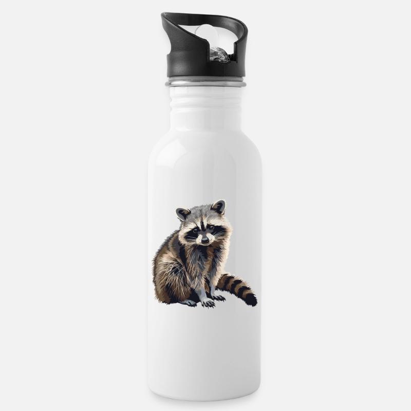 Waschbären Waschbär - Trinkflasche mit integriertem Trinkhalm - Weiß