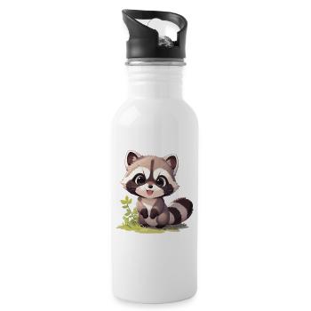 Raccoons Raccoon - Water bottle with straw - white - Right
