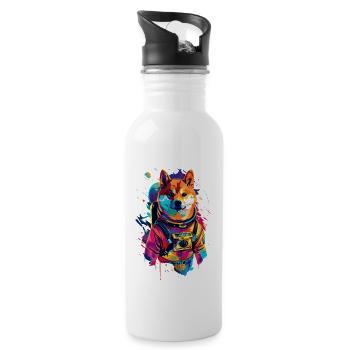 Shiba Inu - Trinkflasche mit integriertem Trinkhalm - Weiß - Rechts