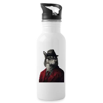 Alaskan Malamute - Trinkflasche mit integriertem Trinkhalm - Weiß - Rechts
