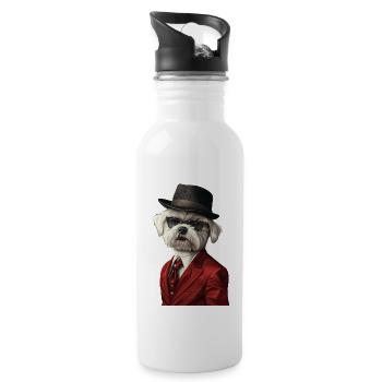 Maltesisch - Trinkflasche mit integriertem Trinkhalm - Weiß - Rechts