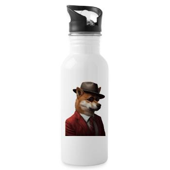Shiba Inu - Trinkflasche mit integriertem Trinkhalm - Weiß - Rechts