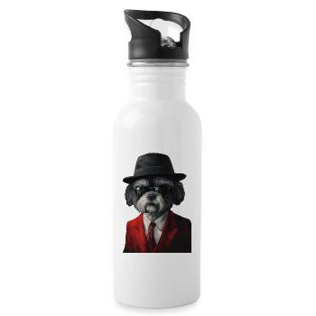 Shih Tzu - Trinkflasche mit integriertem Trinkhalm - Weiß - Rechts