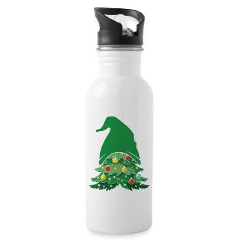 Garden Gnome Costume Gnome X-mas Tree Gnome - Water bottle with straw - white - Right
