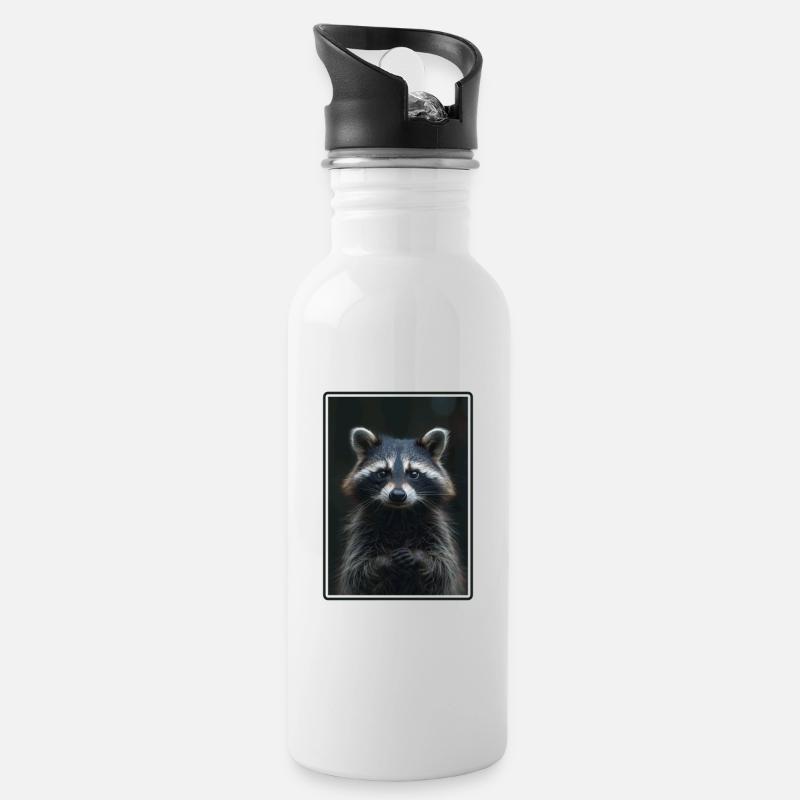 Waschbären Waschbär - Trinkflasche mit integriertem Trinkhalm - Weiß