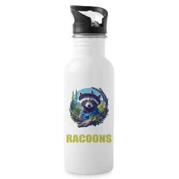 Raccoons Raccoon - Water bottle with straw - white - Right