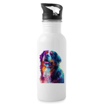 Berner Sennenhund - Trinkflasche mit integriertem Trinkhalm - Weiß - Rechts