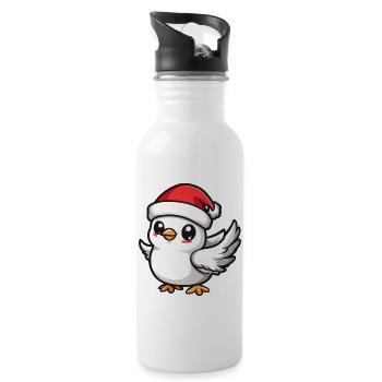 Dove Bird Christmas - Water bottle with straw - white - Right
