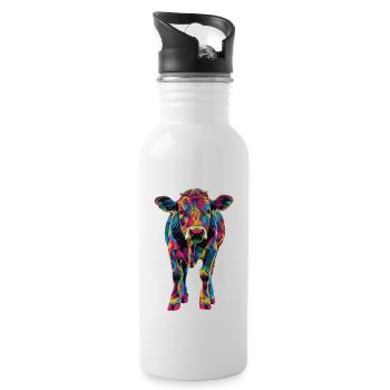 Kuh - Trinkflasche mit integriertem Trinkhalm - Weiß - Rechts