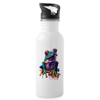 Frosch - Trinkflasche mit integriertem Trinkhalm - Weiß - Rechts