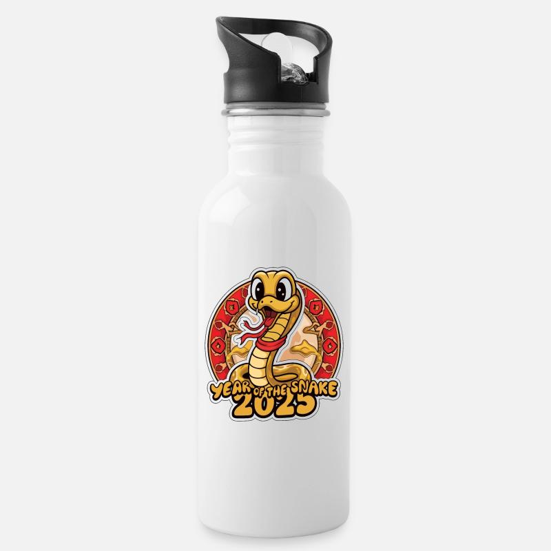 Année Chinoise 2025 Année du Serpent - Gourde avec paille intégrée - blanc