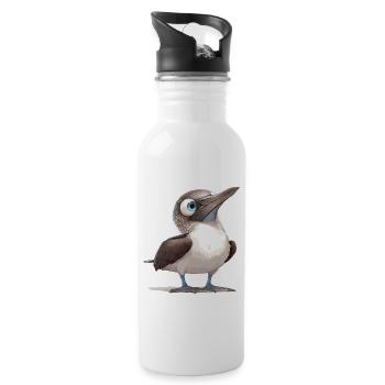 Blue-footed booby - Water bottle with straw - white - Right
