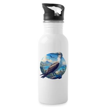 Blue-footed booby - Water bottle with straw - white - Right