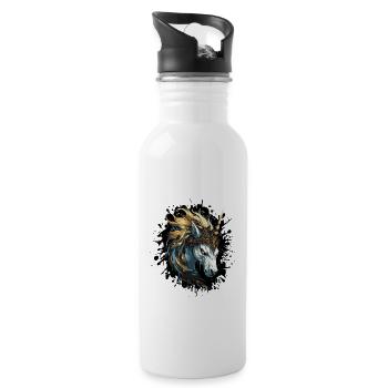 Unicorn Animal Mythical Creature Crown - Water bottle with straw - white - Right