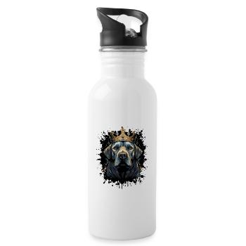 Boxer Dog Animal Crown - Water bottle with straw - white - Right