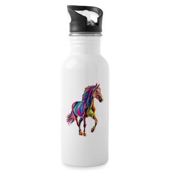 Pferd - Trinkflasche mit integriertem Trinkhalm - Weiß - Rechts