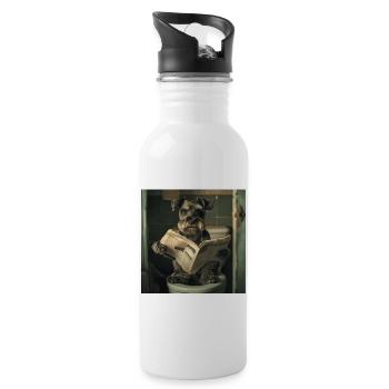 Zwergschnauzer - Trinkflasche mit integriertem Trinkhalm - Weiß - Rechts