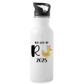 Duck Pension 2025 Pension Retirement Grandpa Grandma Pensioner - Water bottle with straw - white - Right