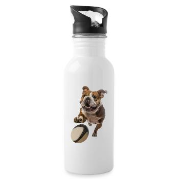 Bulldogge - Trinkflasche mit integriertem Trinkhalm - Weiß - Rechts