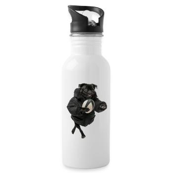 Mops - Trinkflasche mit integriertem Trinkhalm - Weiß - Rechts