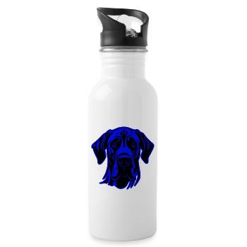 Great Dane Hund Tier Porträt - Trinkflasche mit integriertem Trinkhalm - Weiß - Rechts