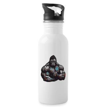 Muscles de musculation Gorilla - Gourde avec paille intégrée - blanc - Droite