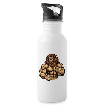 Löwe Muskeln Martial Arts MMA - Trinkflasche mit integriertem Trinkhalm - Weiß - Rechts
