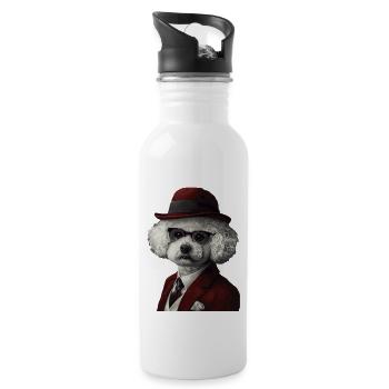 Bichon Frisé - Trinkflasche mit integriertem Trinkhalm - Weiß - Rechts