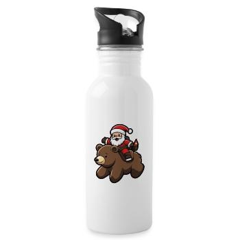 Ours Père Noël Dessin animé - Gourde avec paille intégrée - blanc - Droite