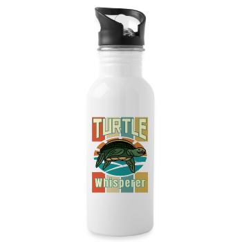 Turtle Whisperer, Animal Lover, Turtle - Water bottle with straw - white - Right