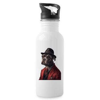 Staffordshire Bullterrier - Trinkflasche mit integriertem Trinkhalm - Weiß - Rechts