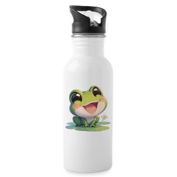 Frosch Frösche - Trinkflasche mit integriertem Trinkhalm - Weiß - Rechts