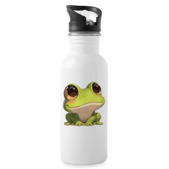 Frosch Frösche - Trinkflasche mit integriertem Trinkhalm - Weiß - Rechts