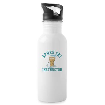 Lustiges Skifahren Design Funny Skiing Design - Water bottle with straw - white - Right
