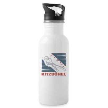 Kitzbühel Skifahren Tirol Design Kitzbühel Skiing - Water bottle with straw - white - Right