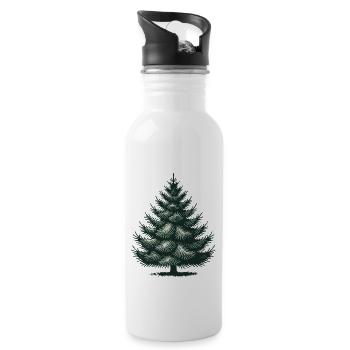 Weihnachtlicher Tannenbaum Illustration - Trinkflasche mit integriertem Trinkhalm - Weiß - Rechts