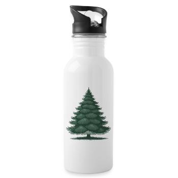 Festive Christmas tree illustration - Water bottle with straw - white - Right
