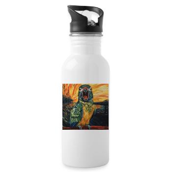 Sittiche - Trinkflasche mit integriertem Trinkhalm - Weiß - Rechts