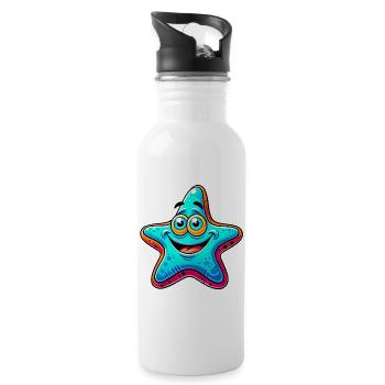 Seestern - Trinkflasche mit integriertem Trinkhalm - Weiß - Rechts