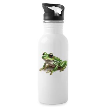 Frosch Frösche - Trinkflasche mit integriertem Trinkhalm - Weiß - Rechts