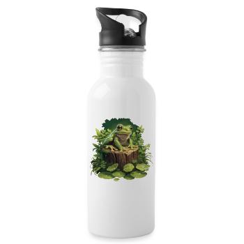 Frosch Frösche - Trinkflasche mit integriertem Trinkhalm - Weiß - Rechts