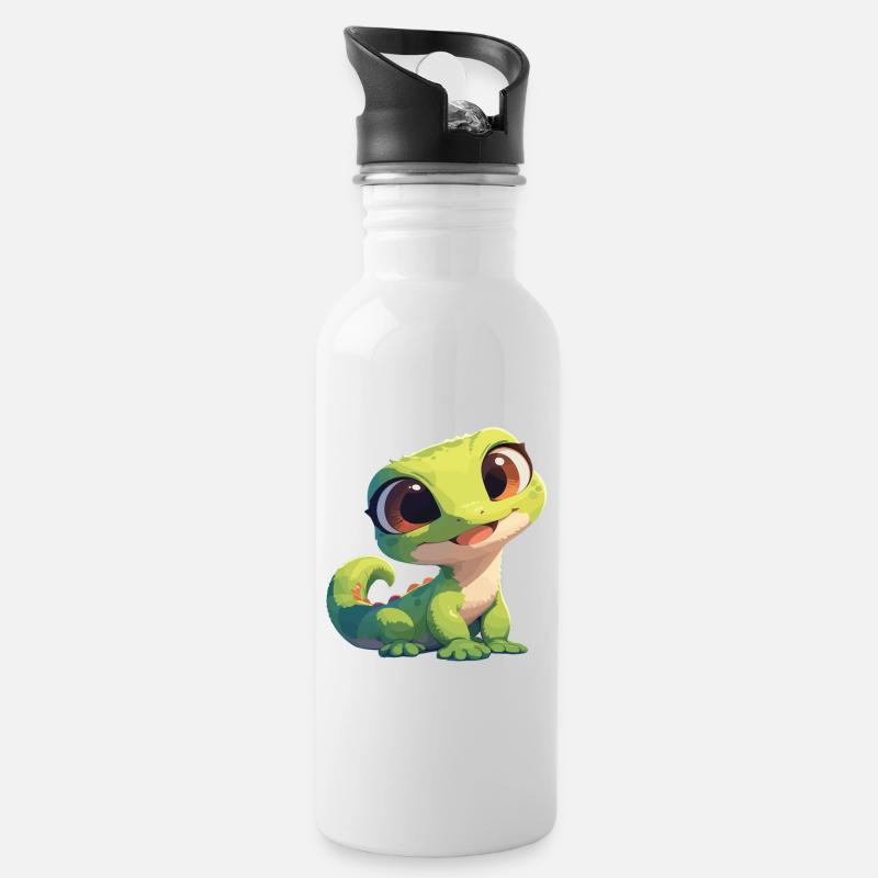 Geckos Gecko - Gourde avec paille intégrée - blanc