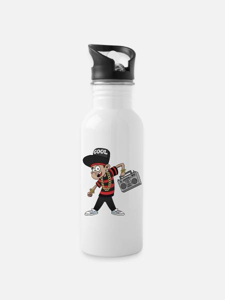 PUNK-MANN - Trinkflasche mit integriertem Trinkhalm - Weiß