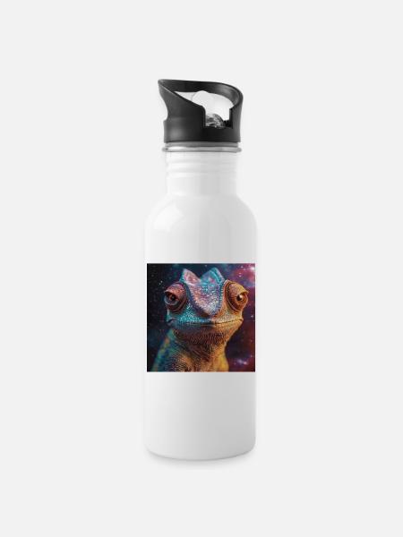 Chamäleon - Trinkflasche mit integriertem Trinkhalm - Weiß