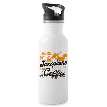 Saxophone Coffee Powered By - Water bottle with straw - white - Right